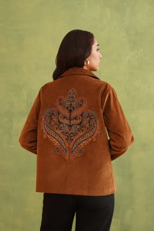 Tan Corduroy Patchwork Jacket