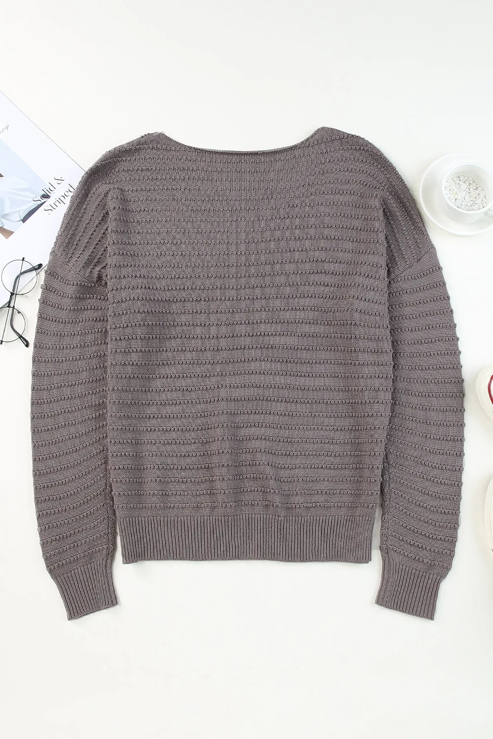 Textured Dolman Long Sleeve Sweater