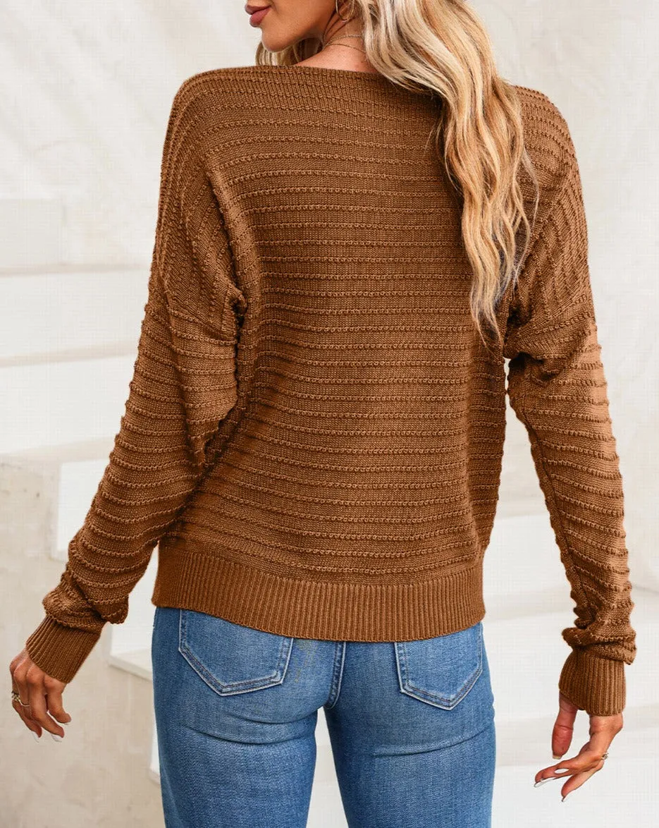 Textured Dolman Long Sleeve Sweater